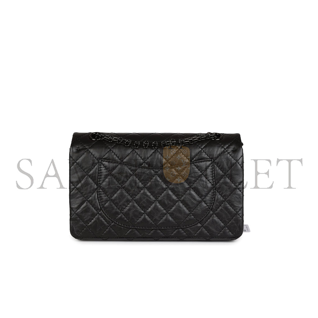 CHANEL MASTER AGED CALFSKIN QUILTED 2.55 REISSUE FLAP SO BLACK A37587 (28*19.5*7.5cm)